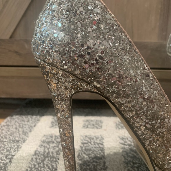 Women’s Formal Party Prom Sparkling 4” High Heels Size 8.5 Silver Rose-gold - Picture 3 of 12